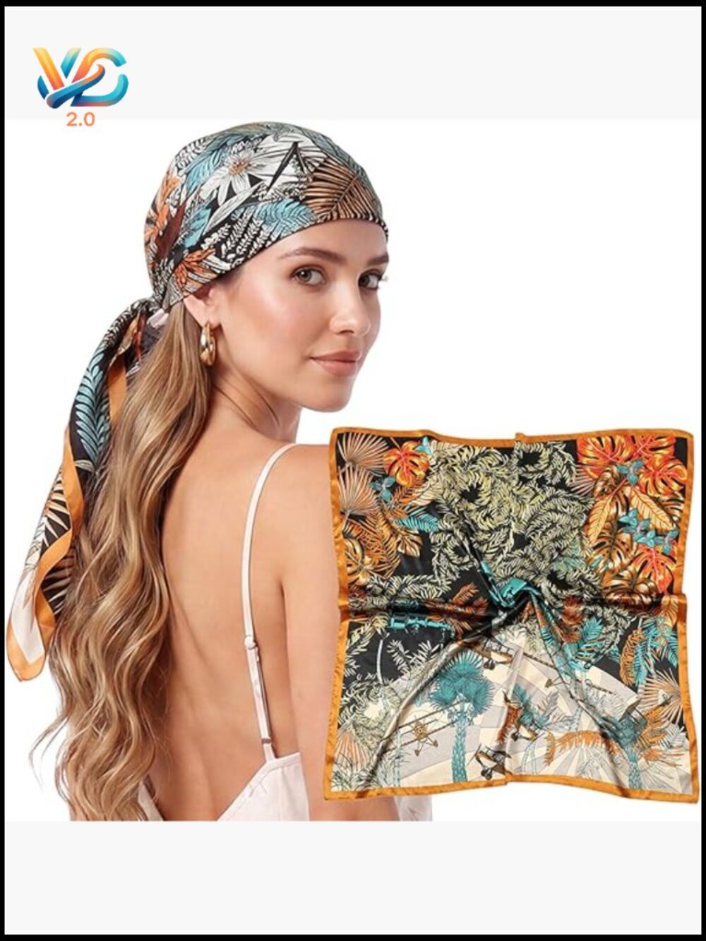 Silky Square Head Scarf for Hair Wrapping Sleeping Bandana 35 Inch